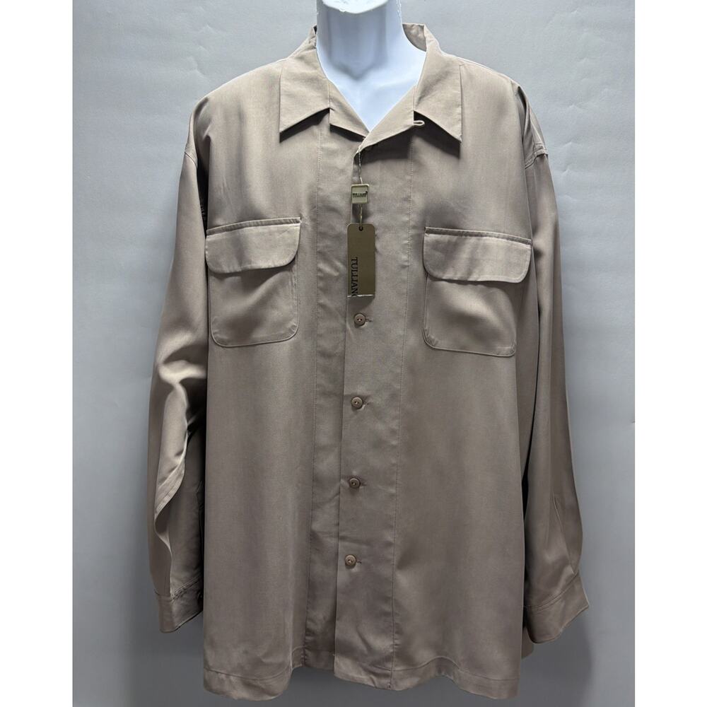 Men's Relaxed Long-Sleeve Utility Shirt in Taupe